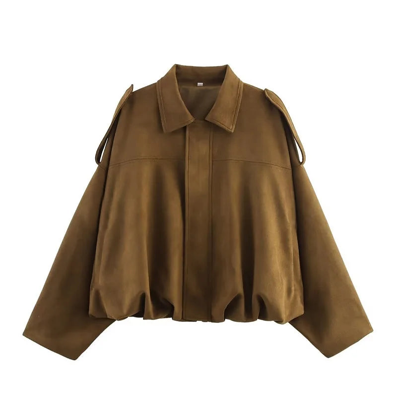 MUJER Suede Bomber Jacket – Oversized Streetwear
