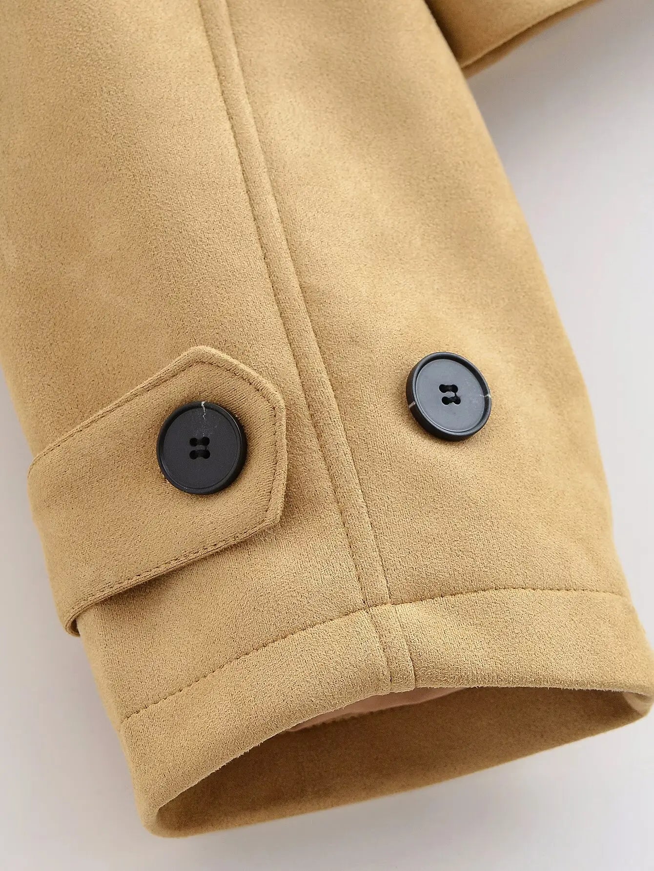 Stylish Double-Breasted Long-Sleeved Coat