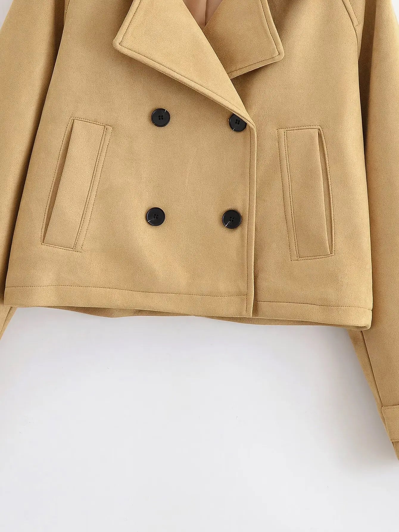 Stylish Double-Breasted Long-Sleeved Coat