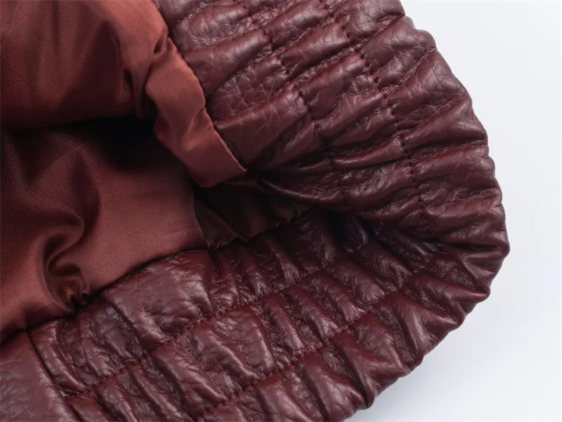 Women’s Pebble Faux Leather Biker Jacket – Black Long Sleeve