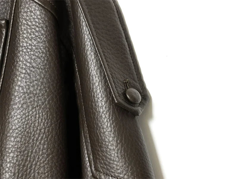 Women’s Pebble Faux Leather Biker Jacket – Black Long Sleeve