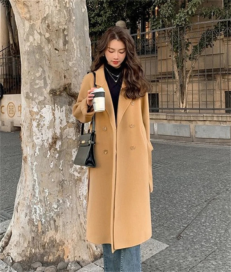 Double-Sided Cashmere Coat with Belt