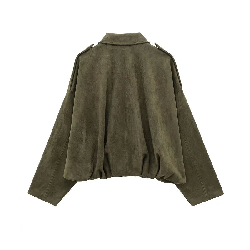 MUJER Suede Bomber Jacket – Oversized Streetwear