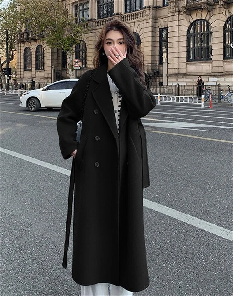 Double-Sided Cashmere Coat with Belt