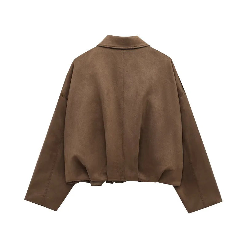 MUJER Suede Bomber Jacket – Oversized Streetwear