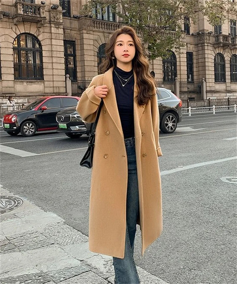 Double-Sided Cashmere Coat with Belt