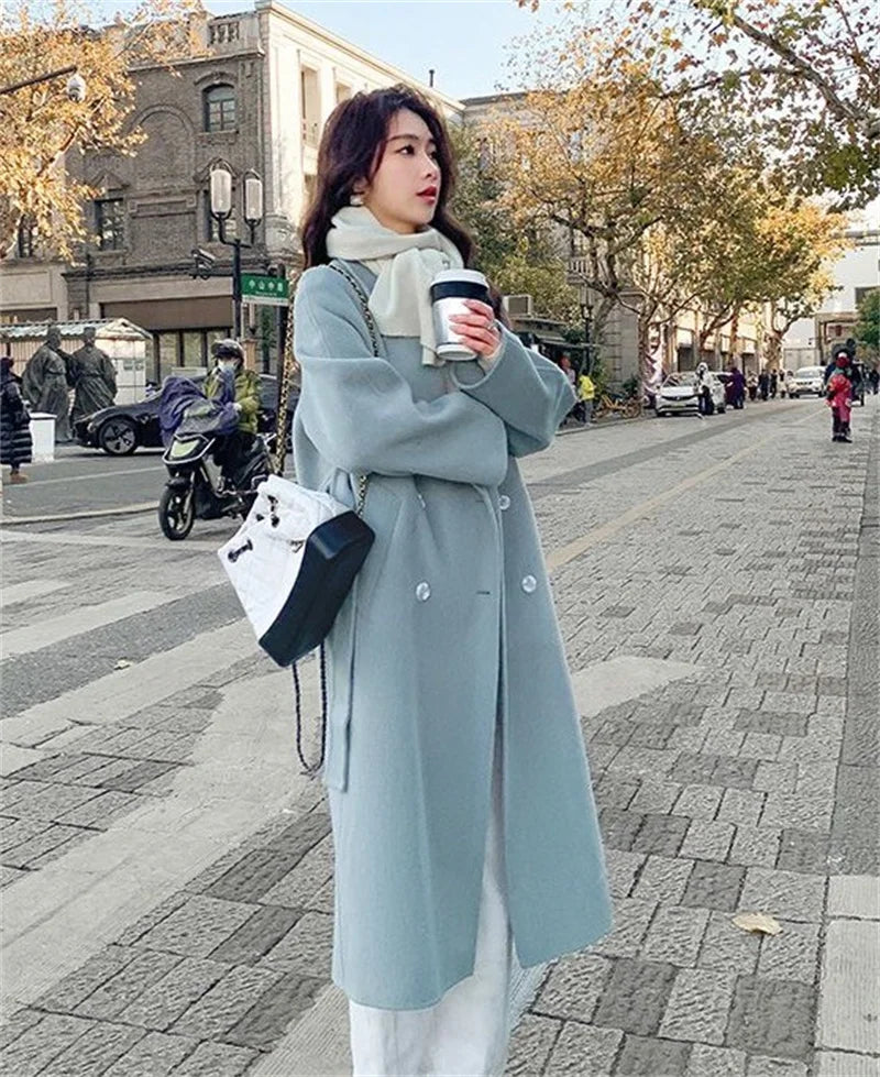 Double-Sided Cashmere Coat with Belt