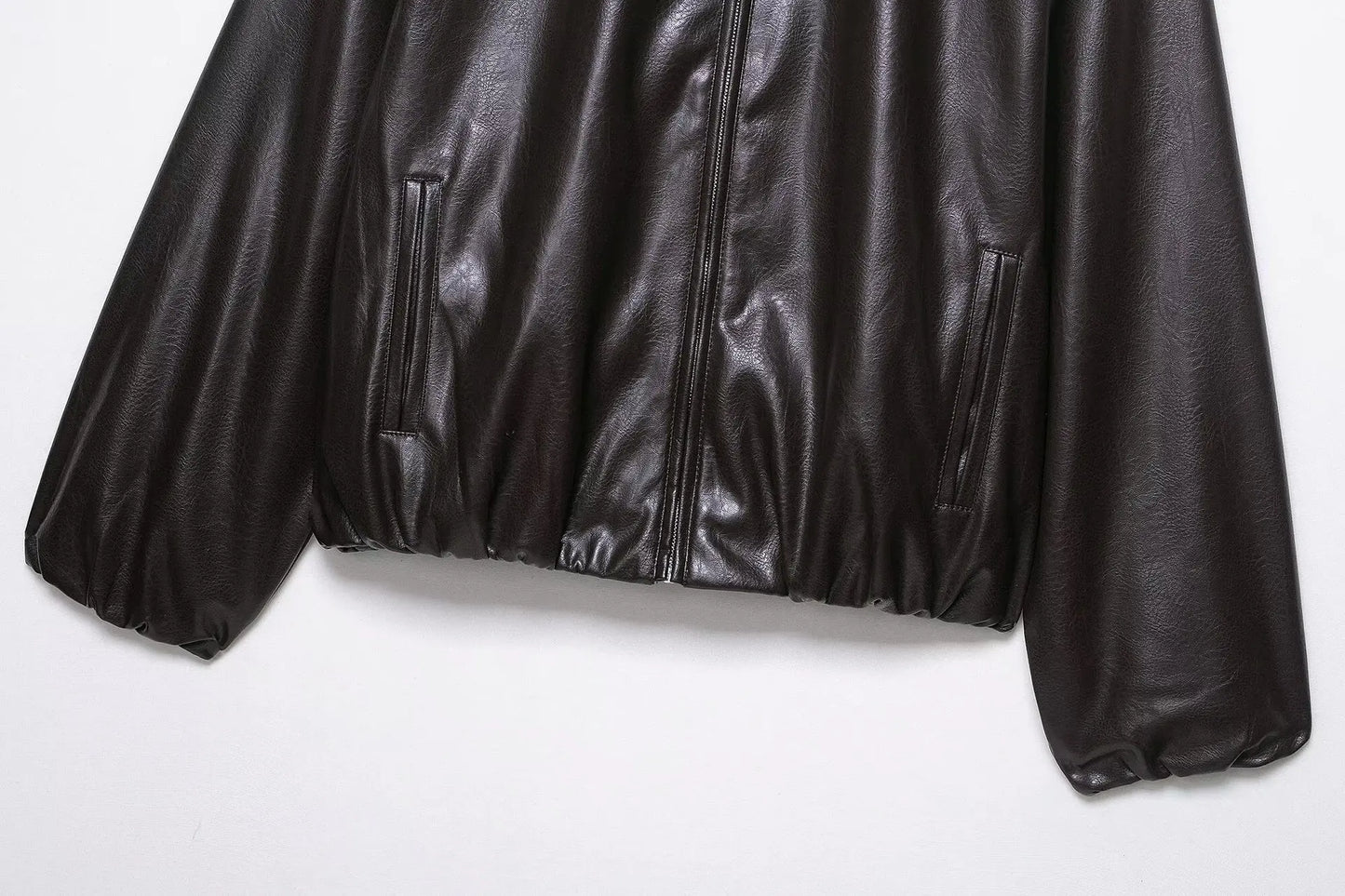 Faux Leather Loose Short Coat