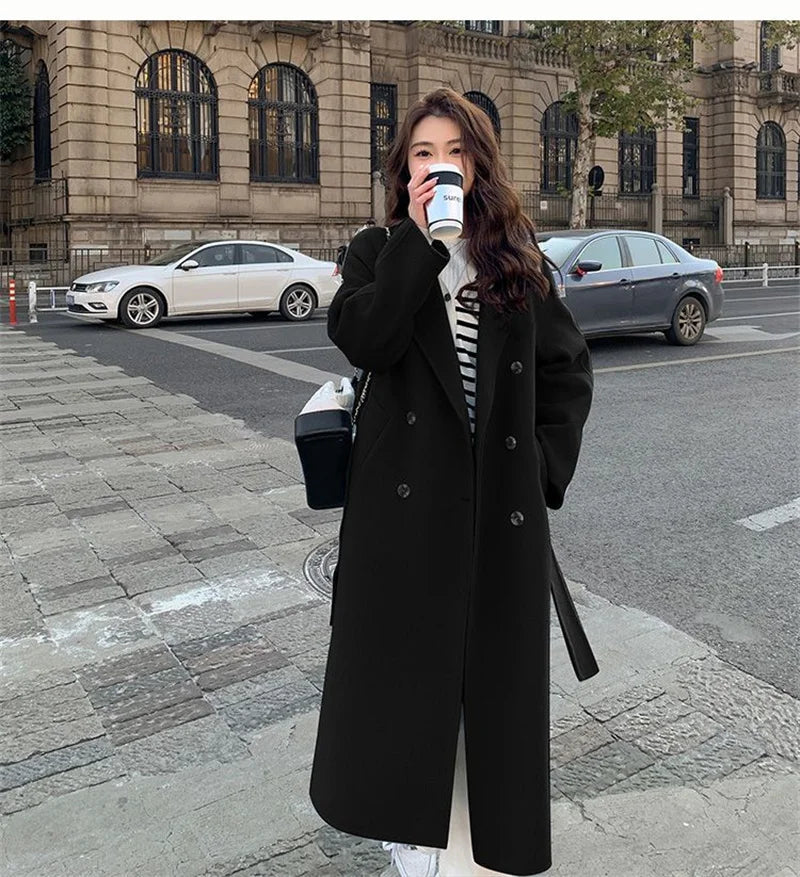 Double-Sided Cashmere Coat with Belt