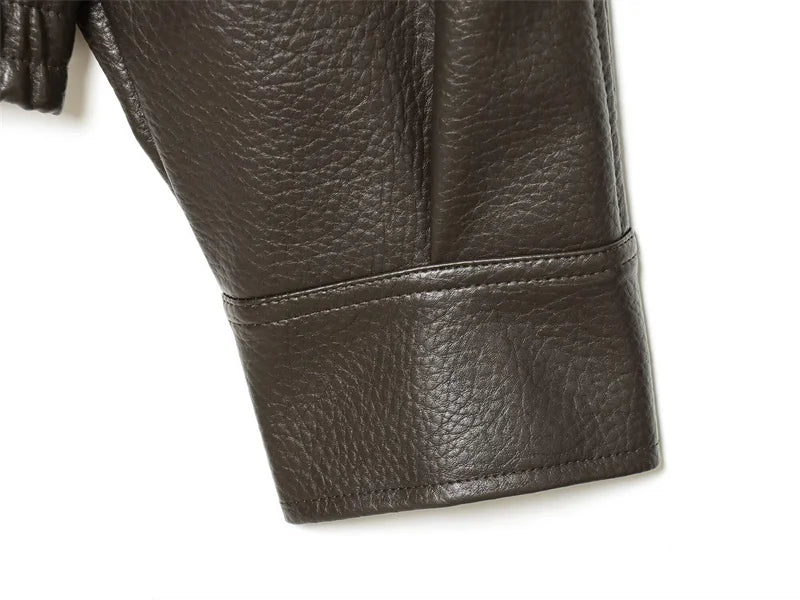 Women’s Pebble Faux Leather Biker Jacket – Black Long Sleeve