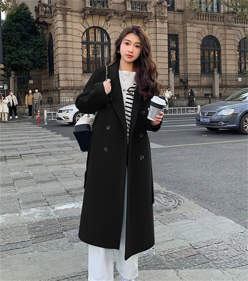 Double-Sided Cashmere Coat with Belt