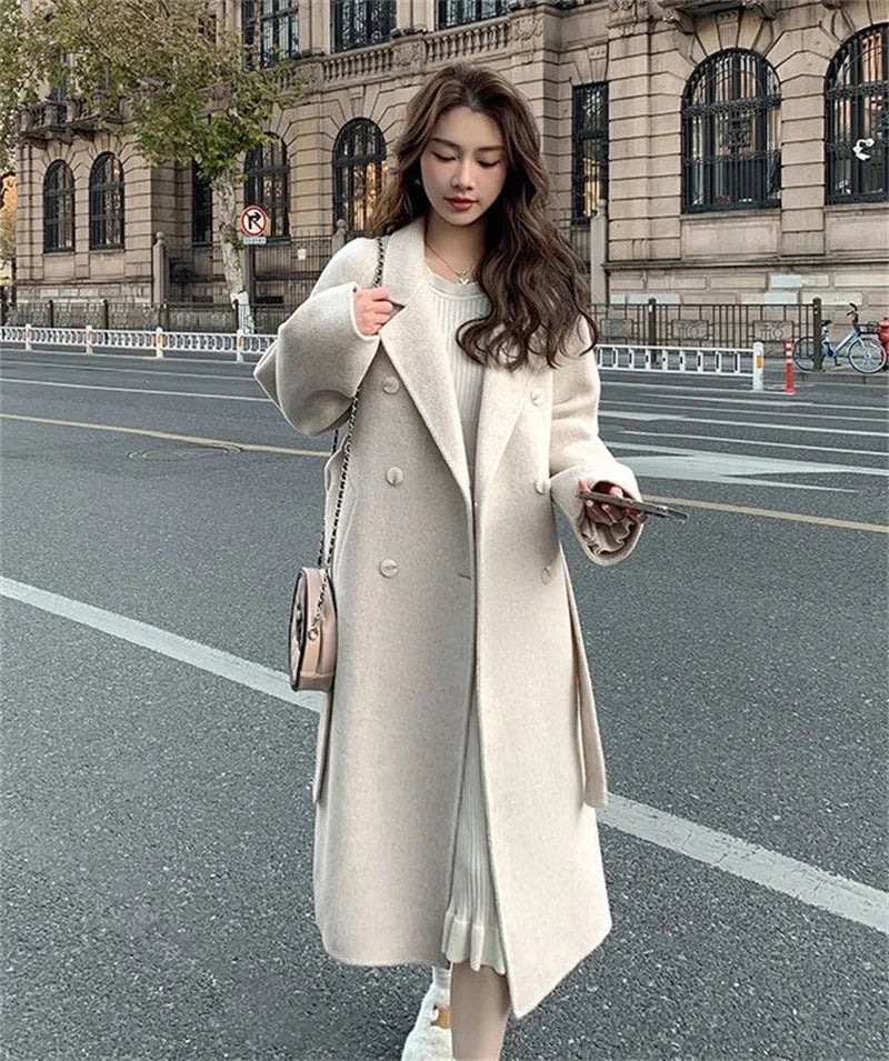 Double-Sided Cashmere Coat with Belt