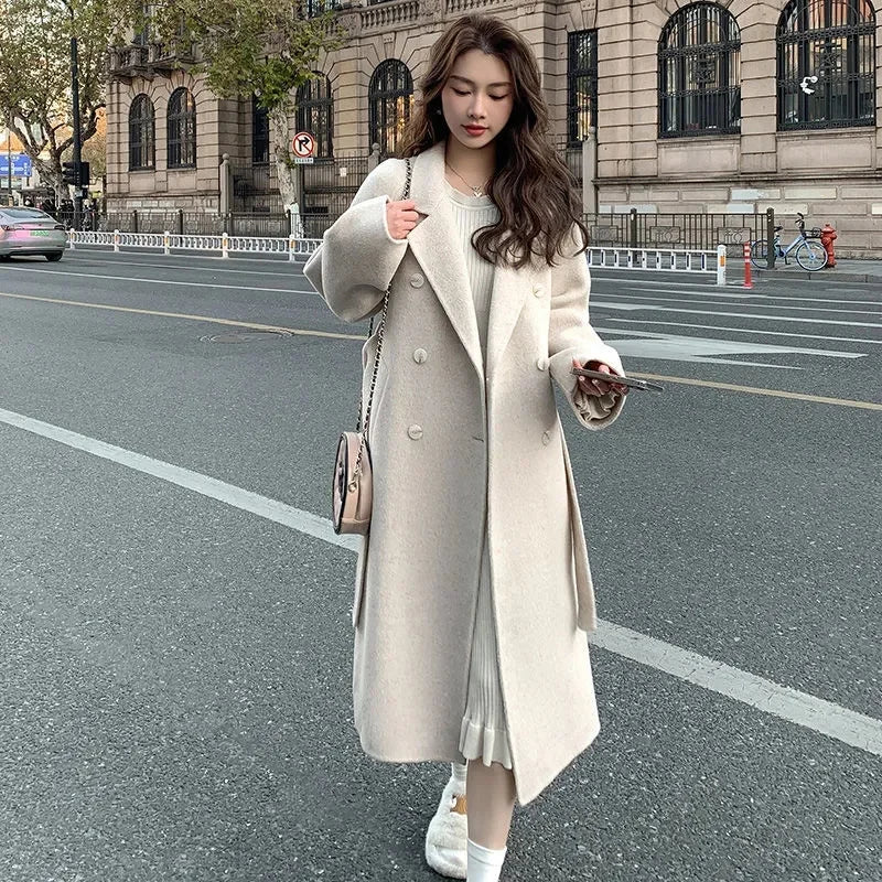 Double-Sided Cashmere Coat with Belt