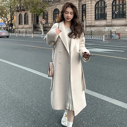 Double-Sided Cashmere Coat with Belt