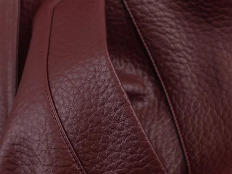 Women’s Pebble Faux Leather Biker Jacket – Black Long Sleeve